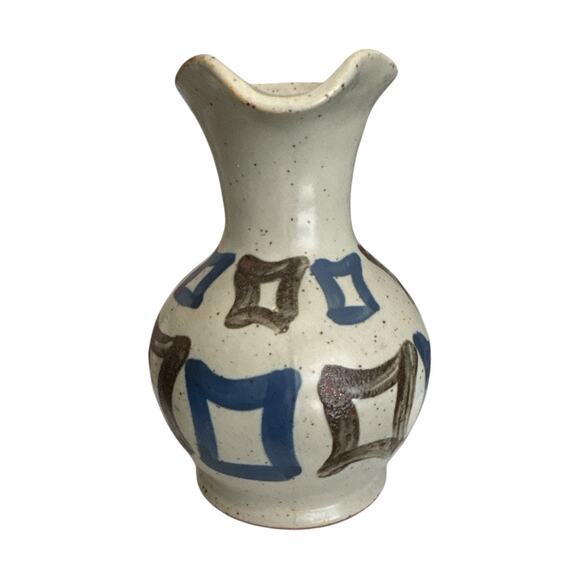 Vintage Hand Created and Painted Stoneware Pottery Pitcher - Picture 2 of 10